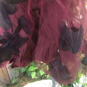 NWT Way To Celebrate! Wine Mesh Black Petals Tutu